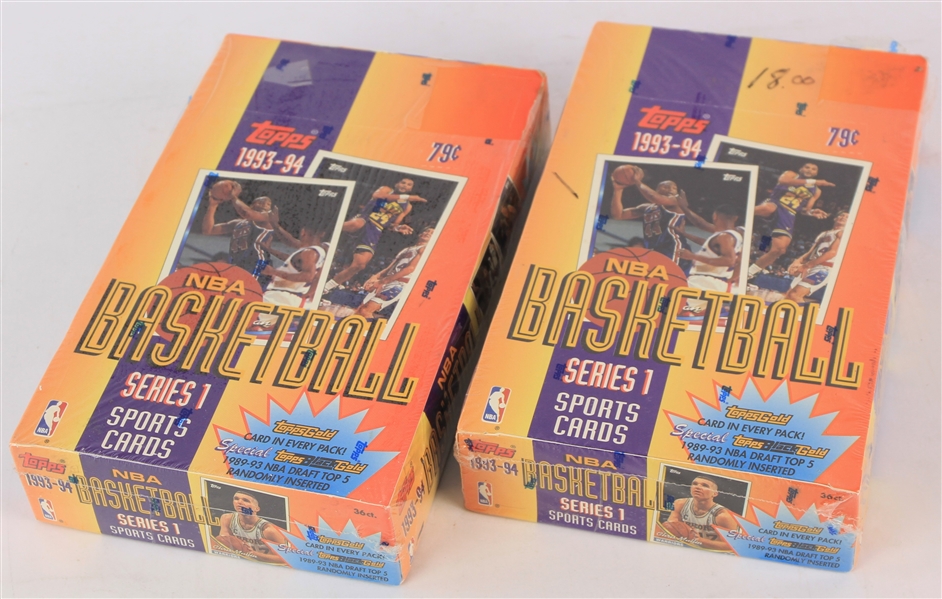 1993-94 Topps Series 1 Basketball Trading Cards Unopened Hobby Boxes w/ 36 Packs - Lot of 2