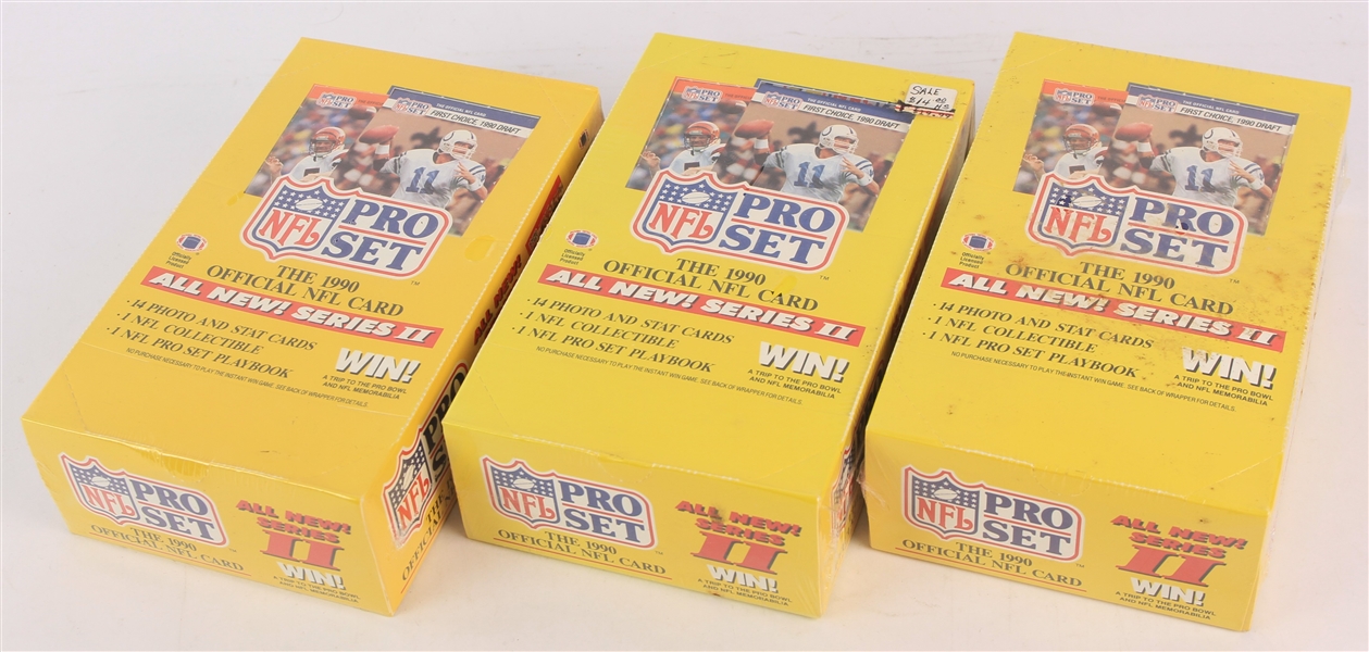 1990 NFL Pro Set Series II Football Trading Cards Unopened Hobby Boxes w/ 36 Packs - Lot of 3 (Possible Emmitt Smith Rookie)