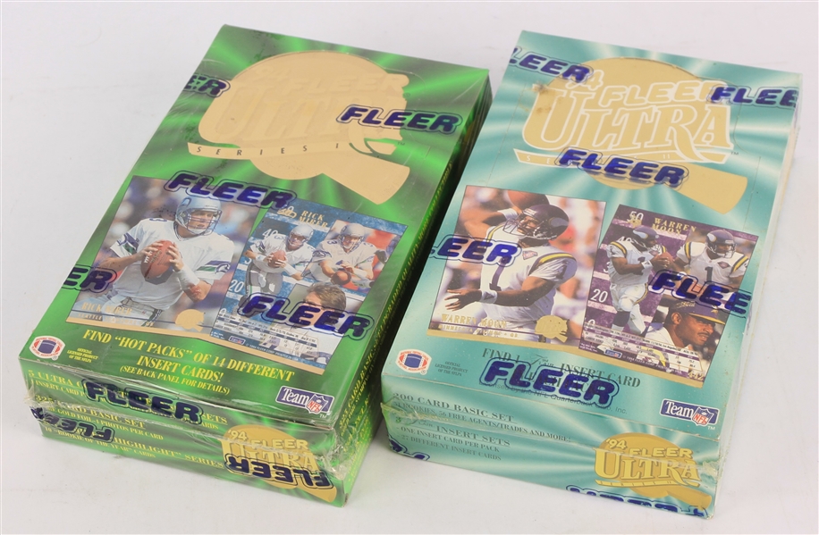 1994 Fleer Ultra Football Trading Cards Unopened Hobby Boxes w/ 36 Packs - Lot of 2