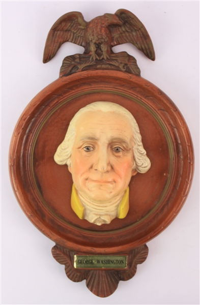 1930s George Washington 1st President of the United Stated 8" x 13" Painted Porcelain Plaque