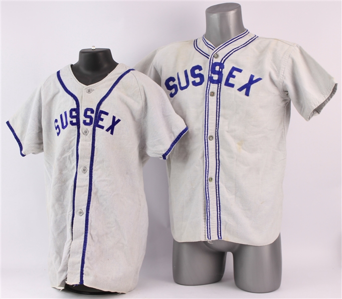 1950s-60s Sussex Little League Game Worn Flannel Baseball Jerseys - Lot of 2