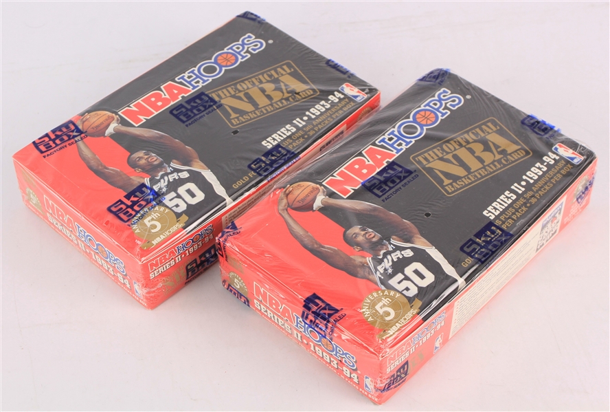 1993-94 NBA Hoops Series II Basketball Trading Cards Unopened Hobby Boxes w/ 36 Packs - Lot of 2