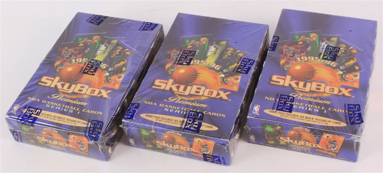 1995-96 SkyBox Premium Series 1 Basketball Trading Cards Unopened Hobby Boxes w/ 36 Packs - Lot of 3