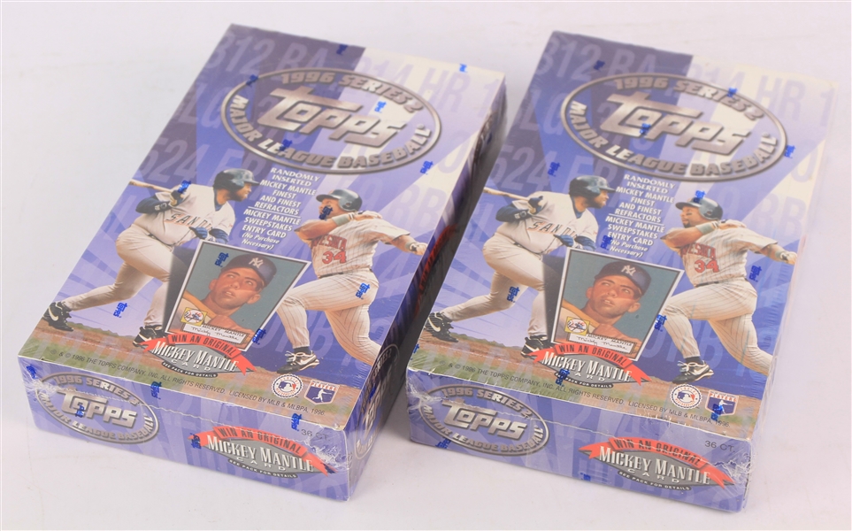 1996 Topps Series 2 Baseball Trading Cards Unopened Hobby Boxes w/ 36 Packs - Lot of 2