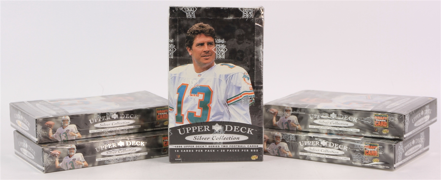 1996 Upper Deck Silver Collection Series 2 Football Trading Cards Unopened Hobby Boxes w/ 28 Packs - Lot of 5