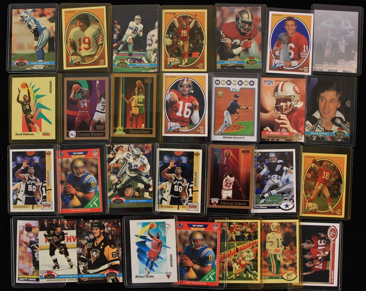1990s-2000s Basketball Football Hockey Baseball Trading Cards - Lot of 150+ w/ Michael Jordan, Joe Montana, Wayne Gretzky & More 