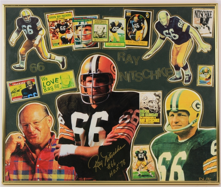 1990s Ray Nitschke Green Bay Packers Signed 20" x 24" Framed Collage Tribute (JSA)