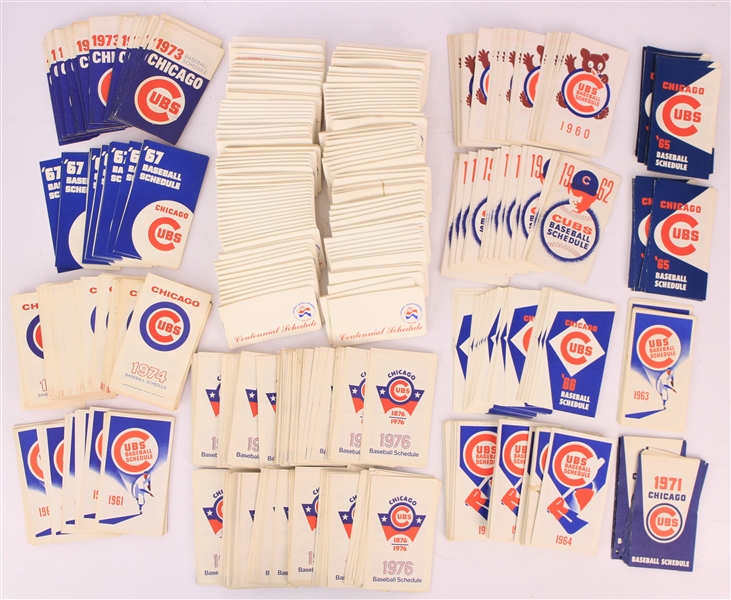 1958-76 Massive Chicago Cubs American & National League Schedule Collection - Lot of 750+