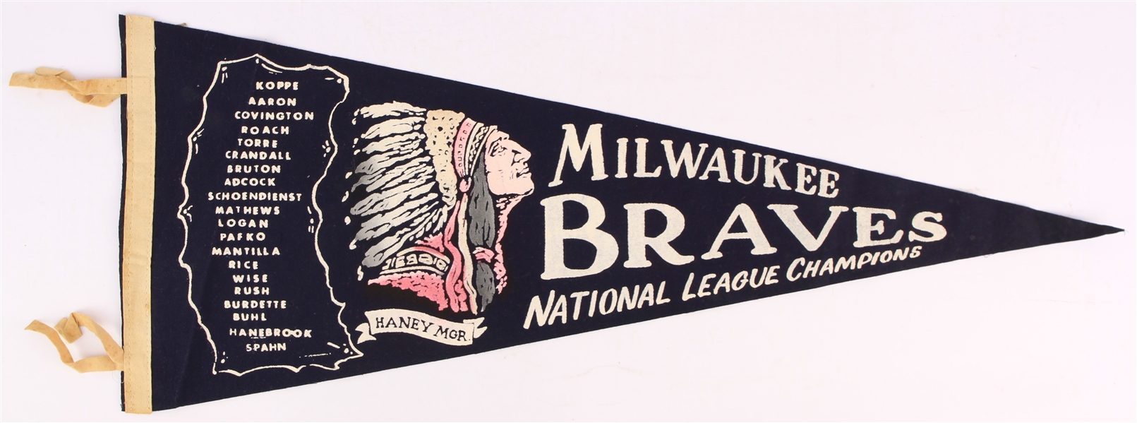 1958 Milwaukee Braves National League Champions 29" Full Size Pennant