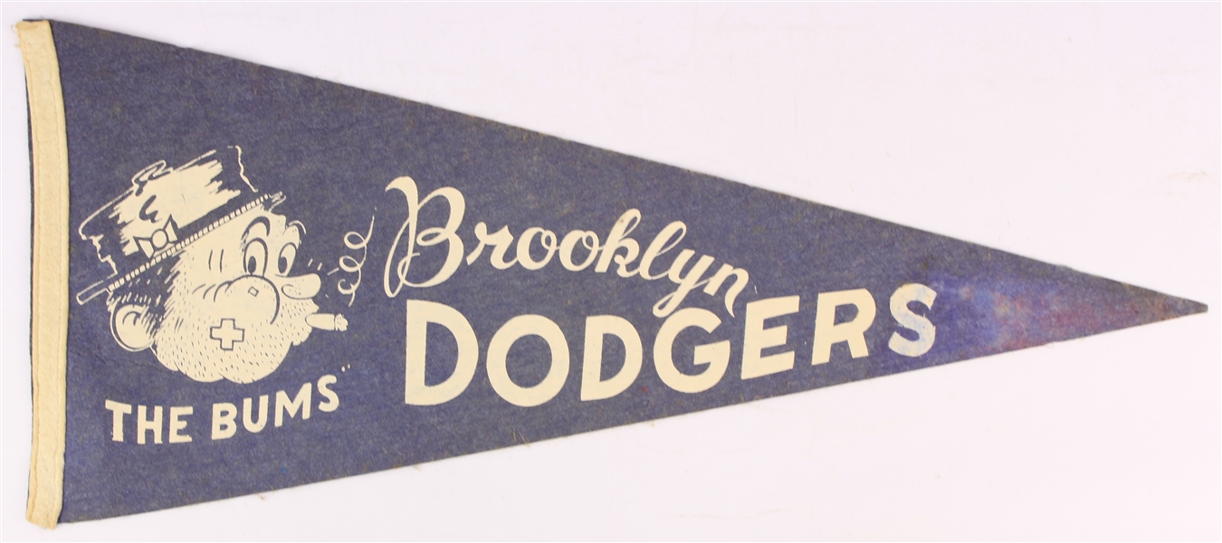 1950s Brooklyn Dodgers "The Bums" Full Size 27" Pennant