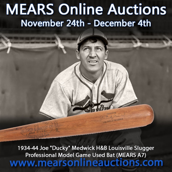 1934-44 Joe "Ducky" Medwick H&B Louisville Slugger Professional Model Game Used Bat (MEARS A7)