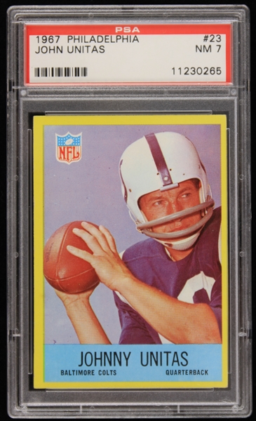 1967 John Unitas Baltimore Colts #23 Trading Card (PSA NM 7)