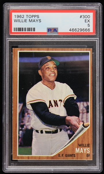 1962 Willie Mays San Francisco Giants Topps #300 Trading Card (PSA EX 5)