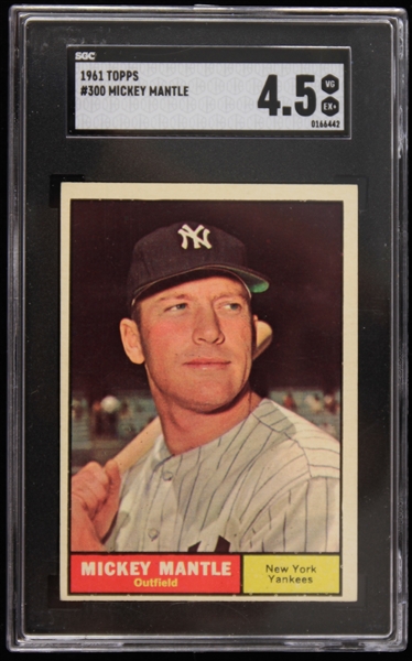 1961 Mickey Mantle New York Yankees Topps #300 Trading Card (SGC 4.5 VG EX+)