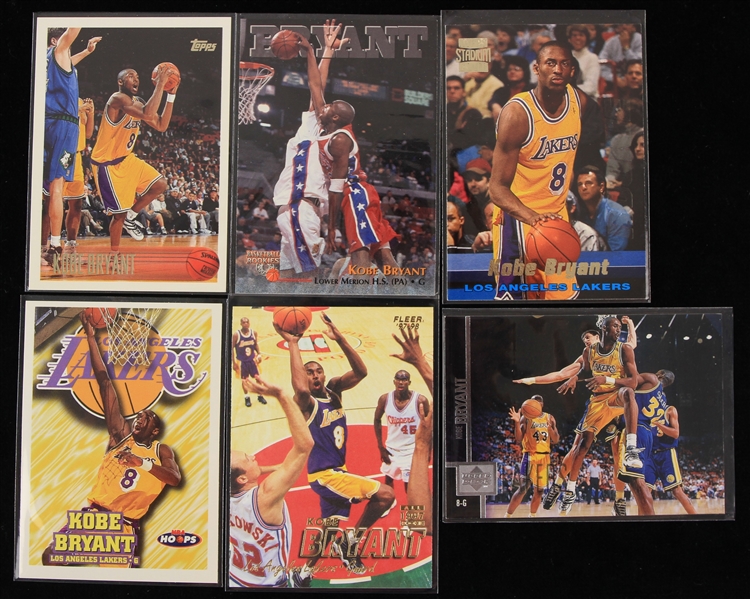 1997-98 Kobe Bryant Los Angeles Lakers Topps, Fleer, Hoops Trading Cards (Lot of 6)