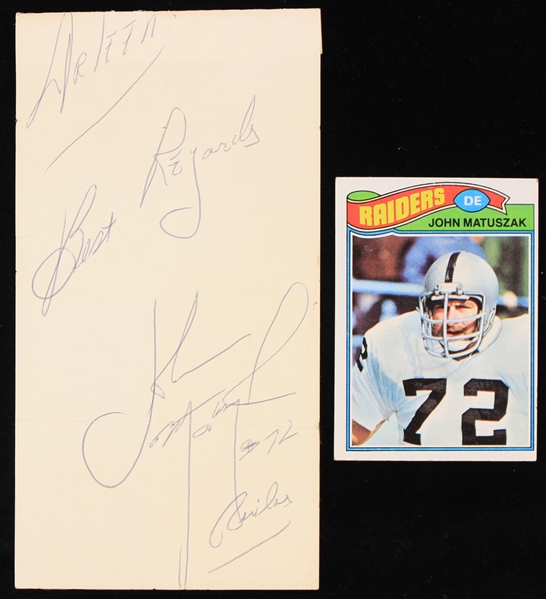 1977 John Matuszak Oakland Raiders Topps Trading Card & Signed Cut (JSA)