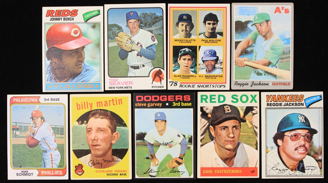 1959-78 Topps Baseball Trading Cards - Lot of 9 w/ Steve Garvey Rookie, Paul Molitor/Alan Trammell Rookie & More