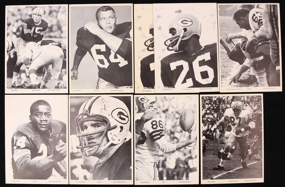 1960s Green Bay Packers 5" x 7" Player Photos - Lot of 9 w/ Bart Starr, Jerry Kramer, Fuzzy Thurston & More