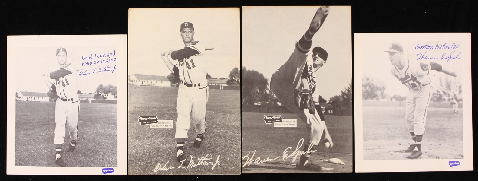 1950s Warren Spahn Eddie Mathews Milwaukee Braves Spic N Span Player Photos - Lot of 4