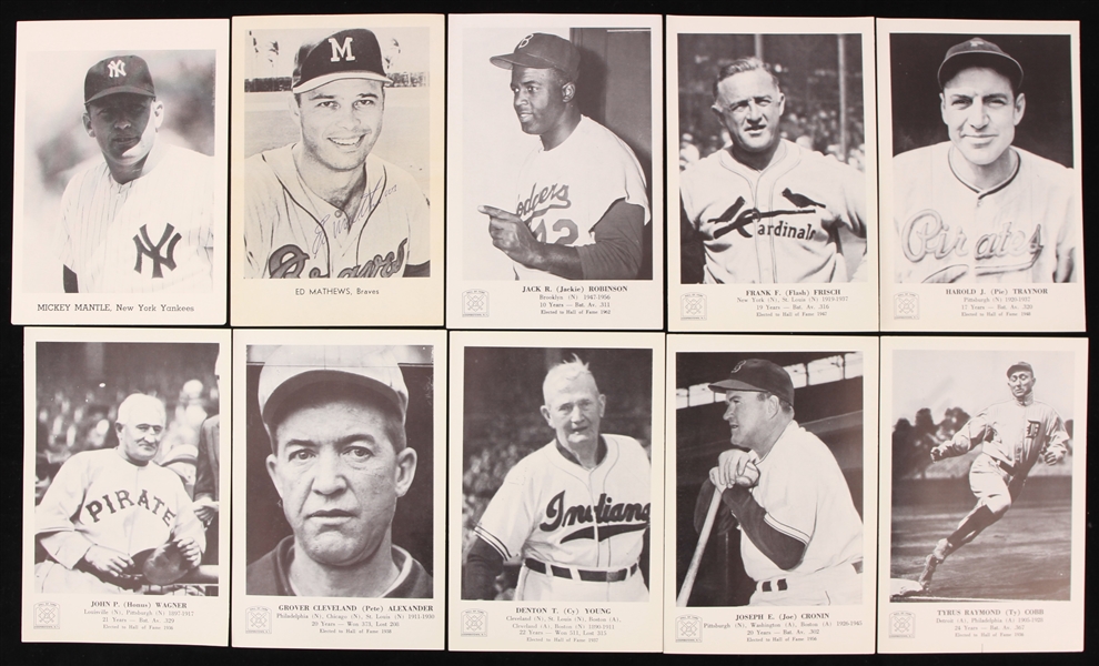 1960s Hall of Fame 4.75" x 7.5" Player Photos - Lot of 25 w/ Walter Johnson, Ty Cobb, Babe Ruth, Jackie Robinson & More