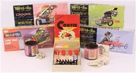 1950s-2000s Vintage Games & MIB Model Cars - Lot of 6 w/ The Game of Cootie, Weird-Ohs Car-Icky-Tures & More
