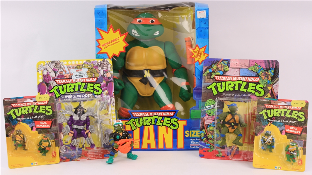 1980s-90s Teenage Mutant Ninja Turtles Toy Collection - Lot of 6 w/ MIB Giant Size Michaelangelo, MOC Leonardo, MOC Shredder & More