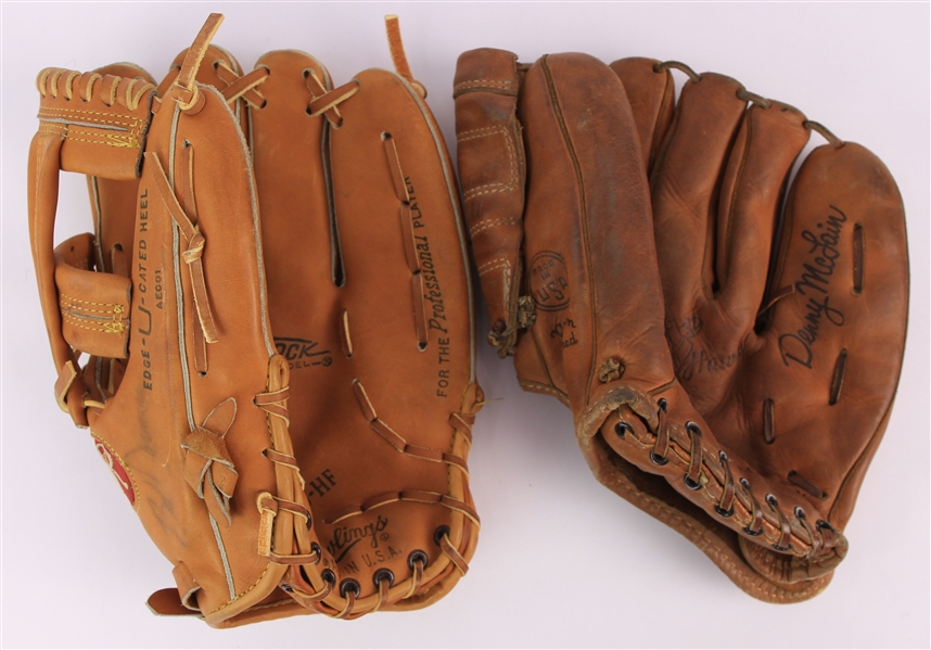 1960s-80s Baseball Glove Collection - Lot of 2 w/ Denny McLain Store Model & Bob Dernier Signed 