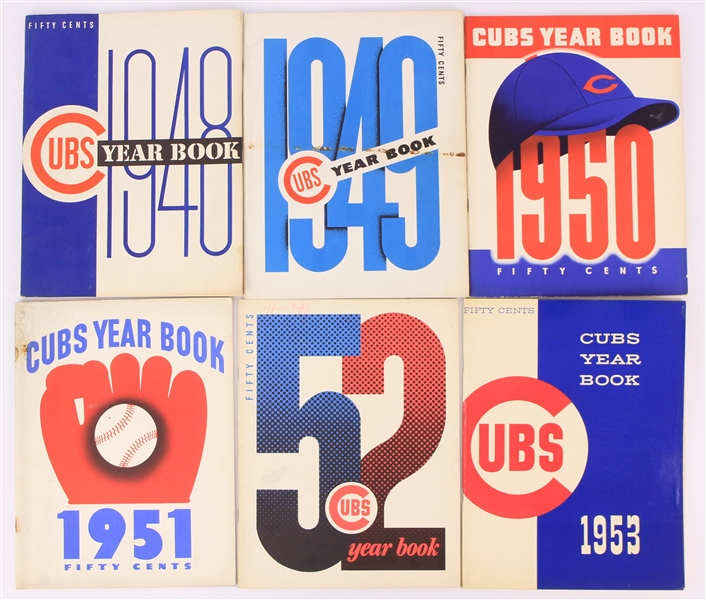 1948-57 Chicago Cubs Team Yearbooks - Lot of 10