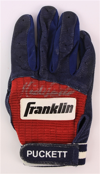 1992 Kirby Puckett Minnesota Twins Signed Game Worn Franklin Batting Glove (MEARS LOA/JSA)