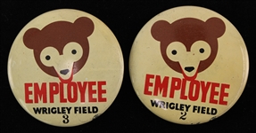 1960s Chicago Cubs Wrigley Field 2.25" Employee Pinback Buttons - Lot of 2