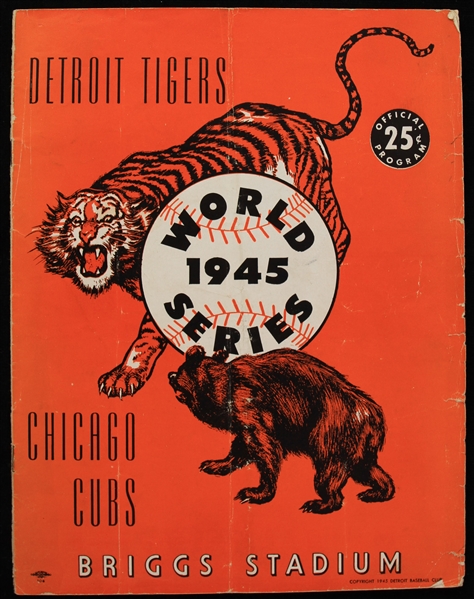 1945 Detroit Tigers Chicago Cubs Briggs Stadium Unscored World Series Program