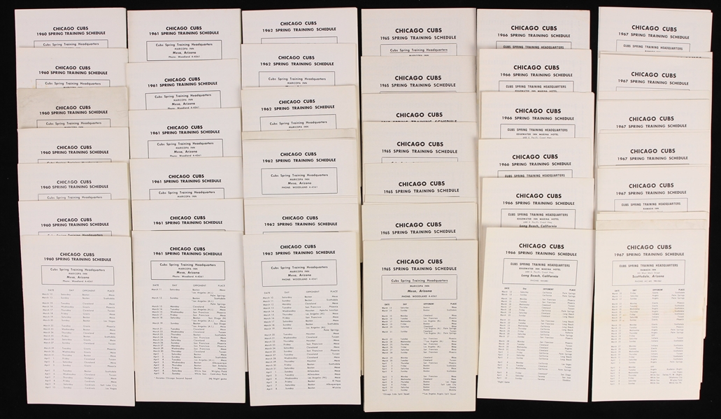 1960-71 Chicago Cubs Spring Training Schedule Booklets - Lot of 125+