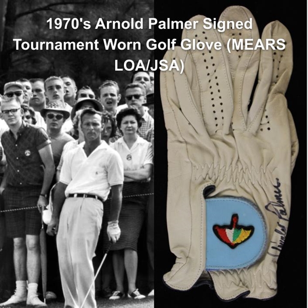 1970s Arnold Palmer Signed Tournament Worn Golf Glove (MEARS LOA/JSA)