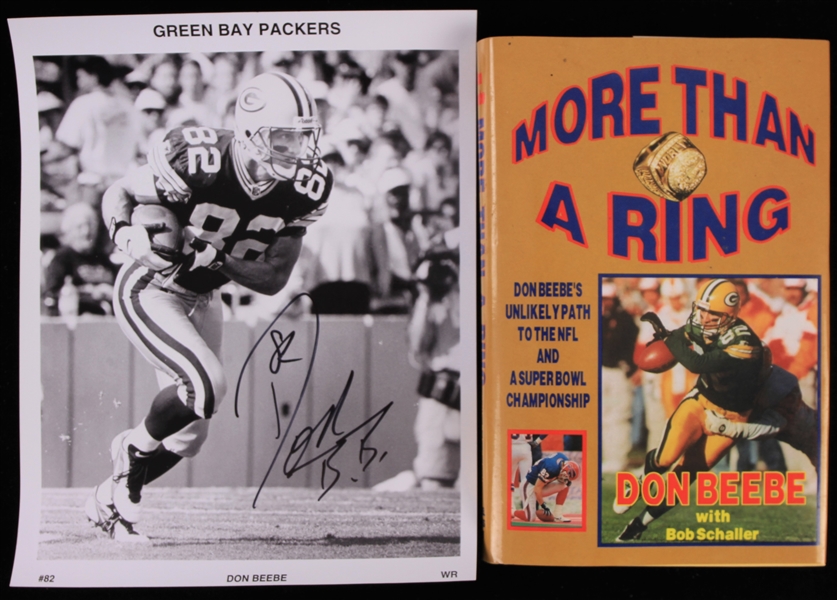 1998 Don Beebe Green Bay Packers Signed More Than A Ring Hardcover Book & 8" x 10" Photo - Lot of 2 (JSA)