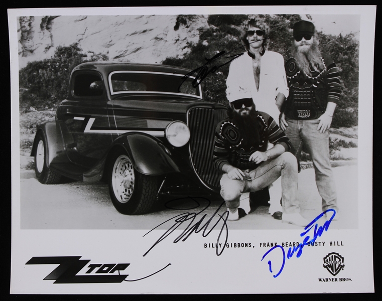 1980s Billy Gibbons Frank Beard Dusty Hill ZZ Top Signed 8" x 10" Warner Bros. Publicity Photo (JSA)