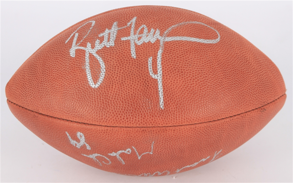 1990s Brett Favre Mark Chmura Frank Winters Signed ONFL Tagliabue Football (JSA)