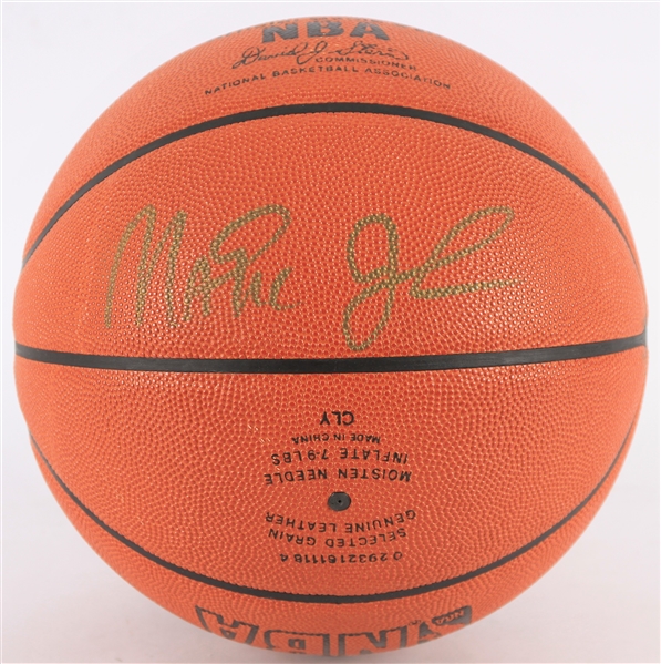 1990s Magic Johnson Larry Bird Lakers Celtics Signed ONBA Stern Basketball (JSA)
