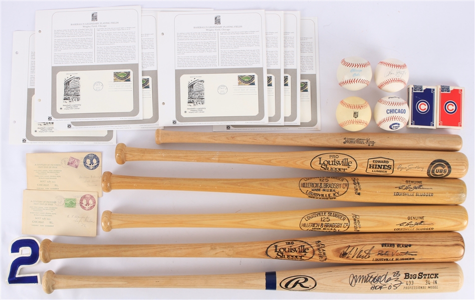 1980s-2000s Chicago Cubs Memorabilia Collection - Lot of 35 w/ Signed Bats, Store Model Bats, Signed Posters & More