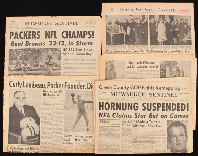 1963-66 Green Bay Packers Newspaper Collection - Lot of 5