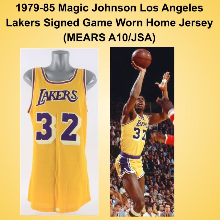 Lot Detail 1979 85 Magic Johnson Los Angeles Lakers Signed Game Worn Home Jersey Mears A10 Jsa