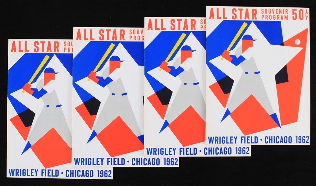 1962 Wrigley Field All Star Game Program Collection - Lot of 4