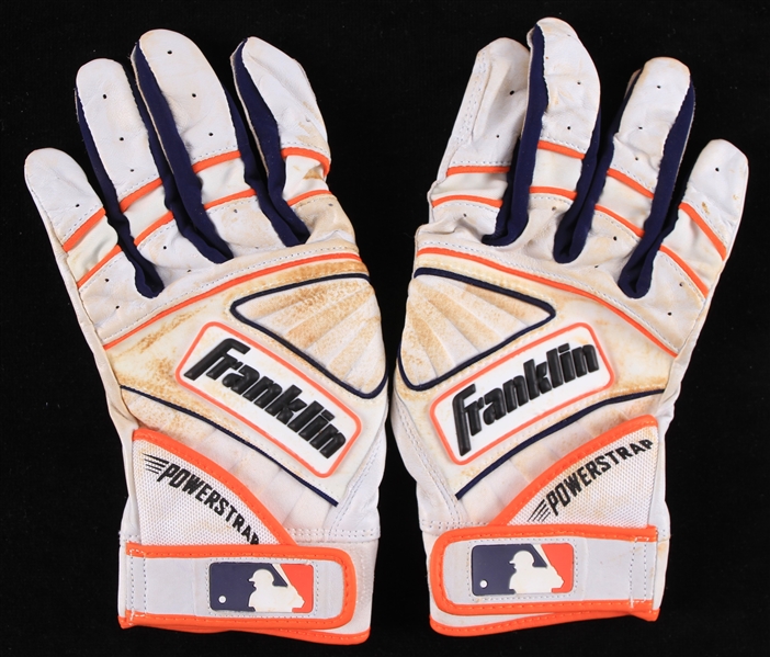 2016 Jose Altuve Houston Astros Franklin Game Worn Batting Gloves (MEARS LOA)