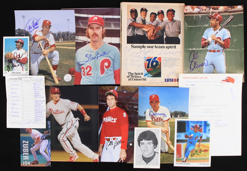 1970s-2000s Philadelphia Phillies Signed Photo Collection - Lot of 24 w/ Steve Carlton, Fergie Jenkins, Bob Boone & More