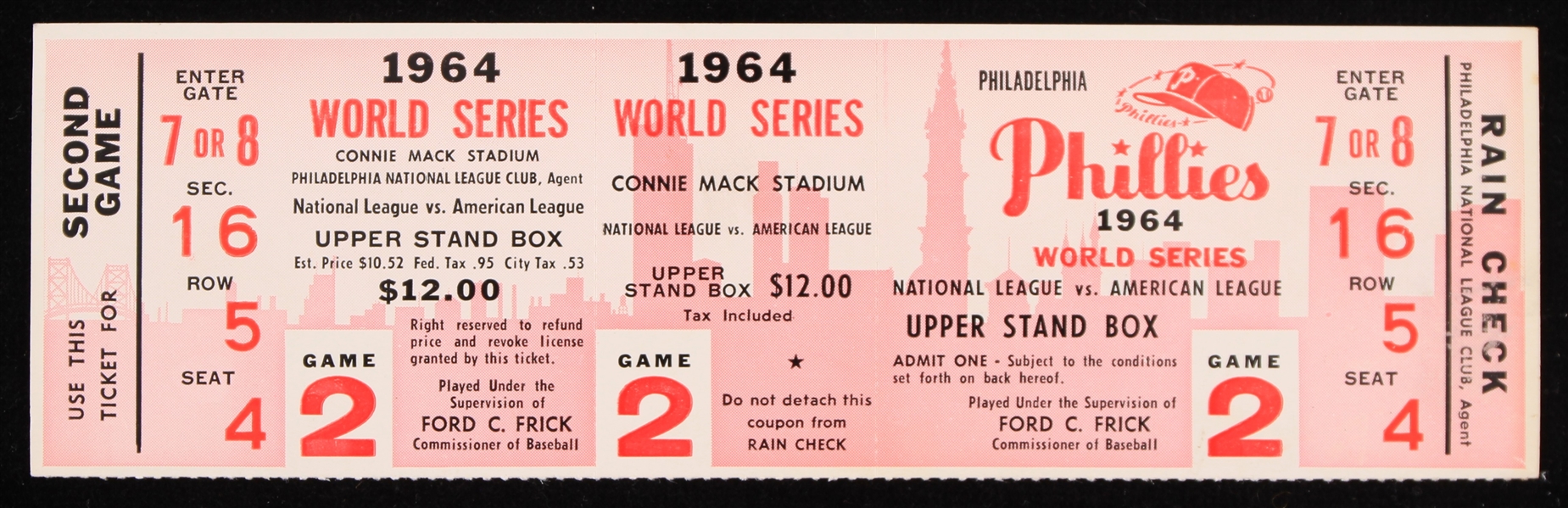 1964 Philadelphia Phillies Connie Mack Stadium World Series Ghost Ticket