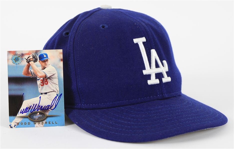 1993-96 Todd Worrell Los Angeles Dodgers Signed Game Worn Cap (MEARS LOA/JSA)