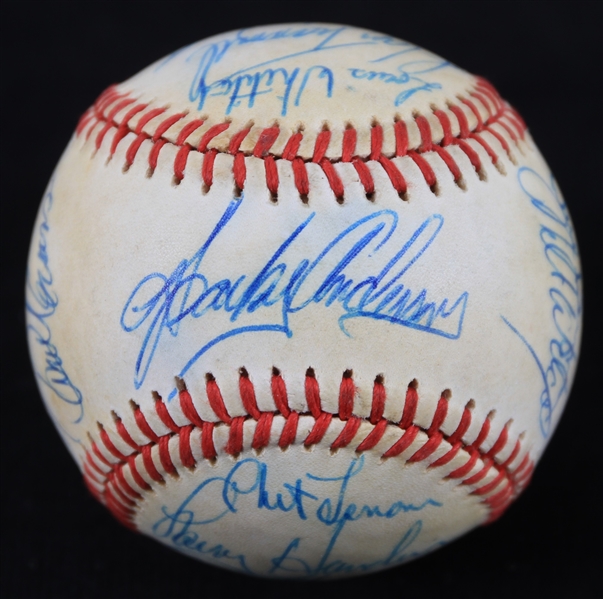 1985 Detroit Tigers Team Signed OAL Brown Baseball w/ 16 Signatures Including Sparky Anderson, Kirk Gibson, Willie Hernandez & More