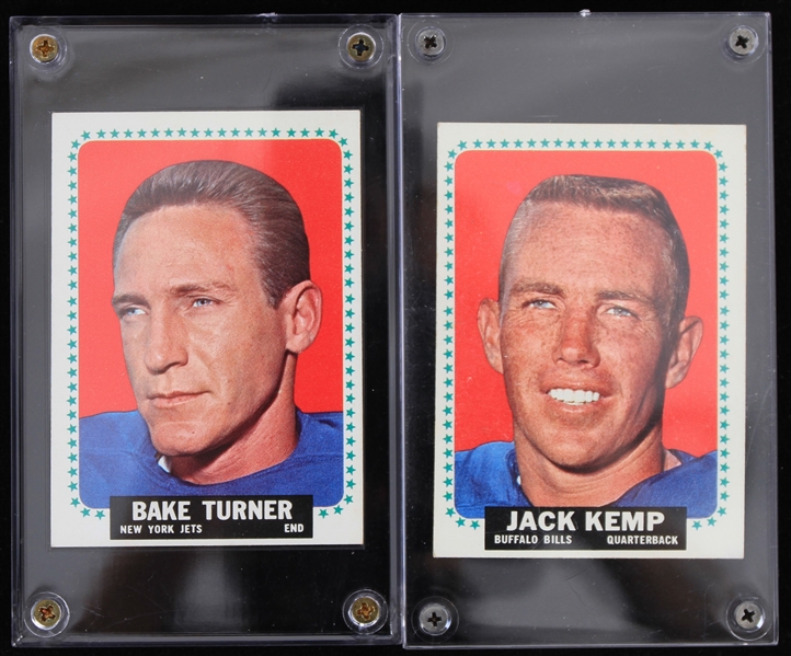 1964 Jack Kemp Bake Turner Bills/Jets Topps Football Trading Cards - Lot of 2