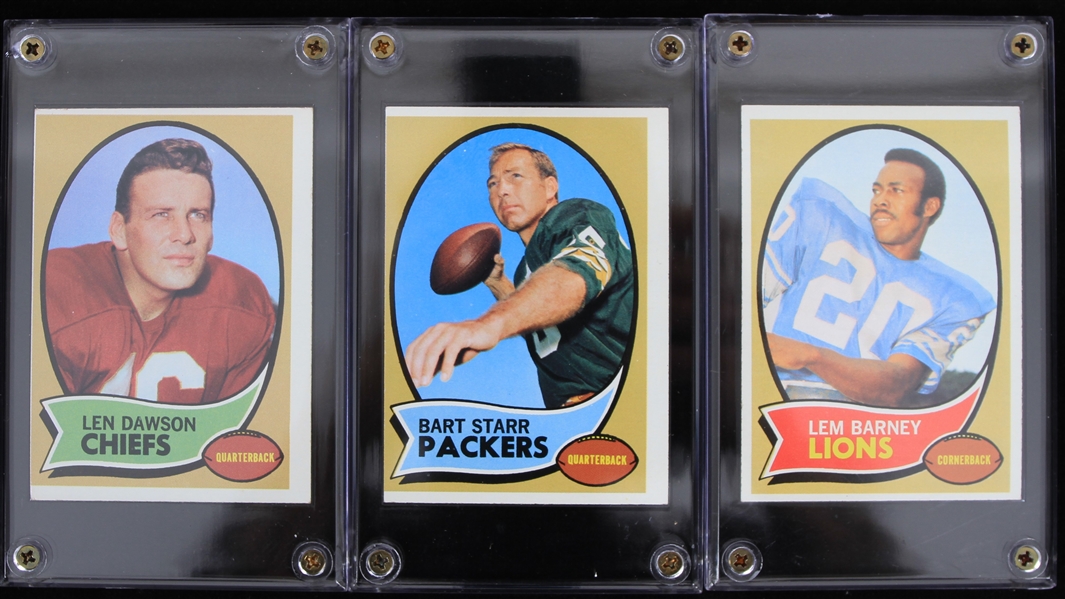 1970 Bart Starr Len Dawson Lem Barney Topps Football Trading Cards - Lot of 3 