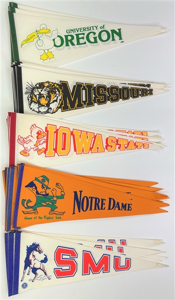 1980s-90s Oregon, Notre Dame, SMU Pennants (Lot of 65)