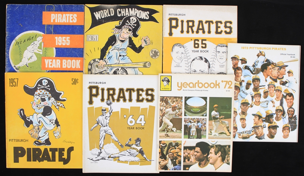 1955-73 Pittsburgh Pirates Team Yearbook Collection - Lot of 7